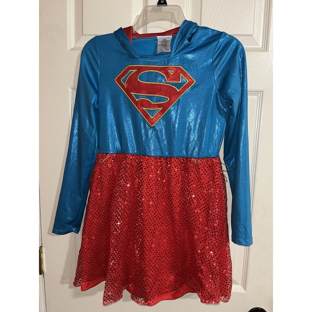 DC Comics Superman Kids Supergirl Halloween Costume Hooded Dress 14-16 Cosplay